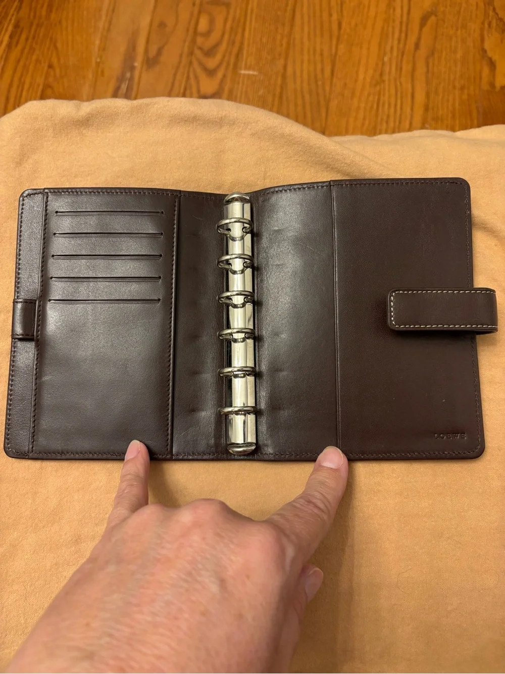 Loewe Anagram Denim Leather 6-Ring Agenda Planner Cover Mini Vintage A6 Wallet